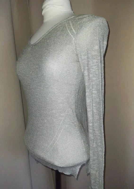 Thin silver/gold V-neck sweater for women size 36 - S – photo 6